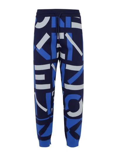 Shop Kenzo Logo Print Sweatpants In Blue