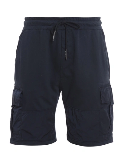 Shop Dondup Tech Fabric Insert Bermuda Shorts In Dark Blue
