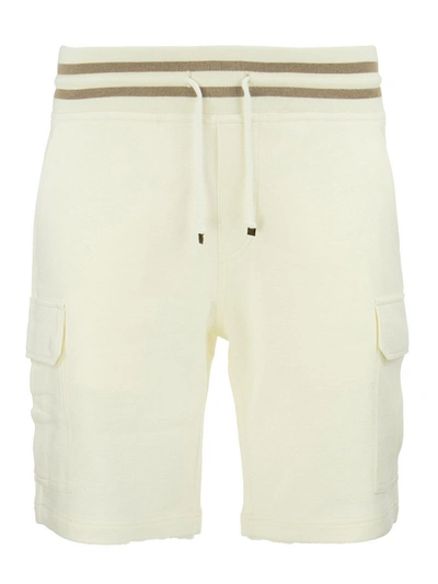 Shop Brunello Cucinelli Cotton Blend Sporty Shorts In Cream