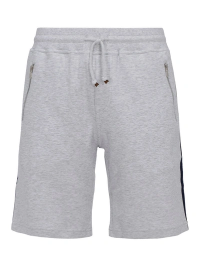 Shop Brunello Cucinelli Cotton Blend Bermuda Shorts In Light Grey