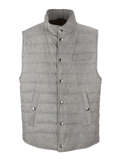 Shop Brunello Cucinelli Cotton Puffer Vest In Grey