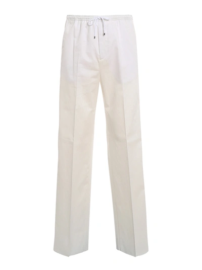 Shop Valentino White Lightweight Cotton Trousers
