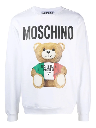 Shop Moschino Italian Teddy Sweatshirt In White