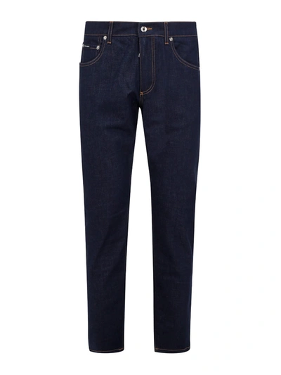 Shop Dolce & Gabbana Five Pocket Straight Leg Jeans In Dark Wash
