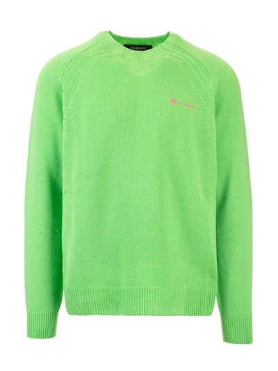Shop Versace Gv Signature Sweater In Green