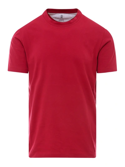 Shop Brunello Cucinelli Plain Coloured T-shirt In Red