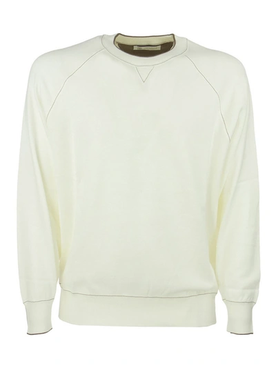 Shop Brunello Cucinelli Cotton Crew Neck Sweatshirt In White
