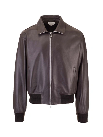 Shop Bottega Veneta Smooth Leather Bomber In Brown