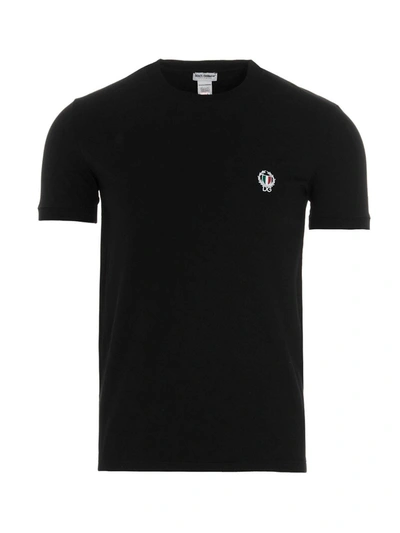 Shop Dolce & Gabbana Laurel Logo Patch Underwear T-shirt In Black