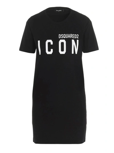 Shop Dsquared2 Dress With Print In Black