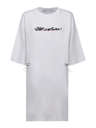 Shop Off-white Cotton T-shirt Dress In White