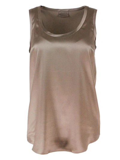 Shop Brunello Cucinelli Silk Satin Top In Brown