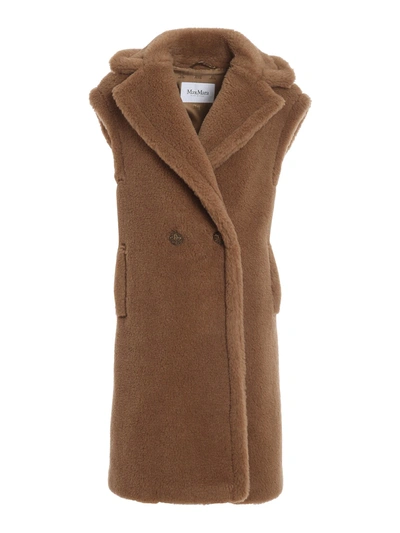 Shop Max Mara Alce Sleeveless Coat In Light Brown