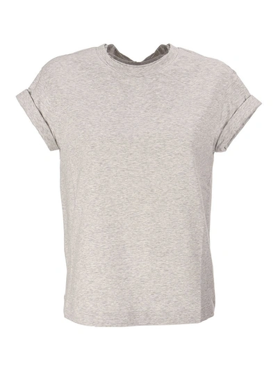 Shop Brunello Cucinelli Embellished Jersey T-shirt In Grey