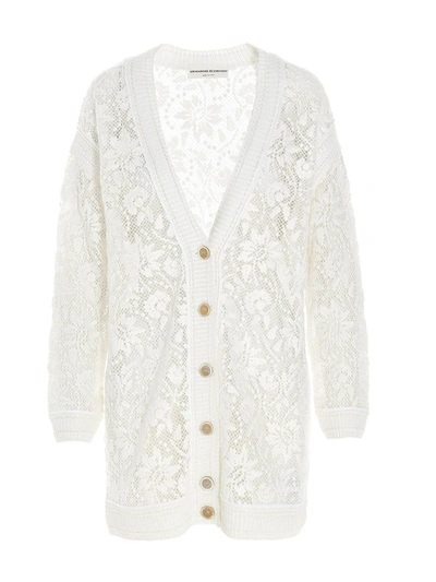 Shop Ermanno Scervino V-neck Lace Cardigan In White