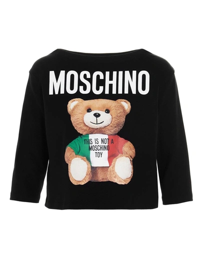 Shop Moschino Italian Teddy Bear Boxy T-shirt In Black