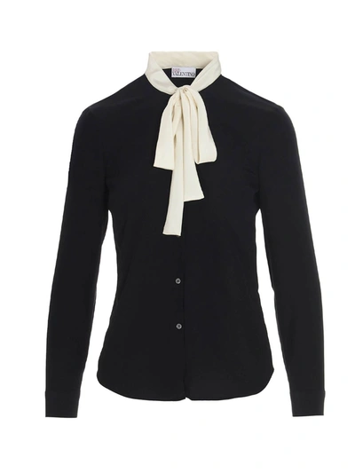 Shop Red Valentino White Bow Shirt In Black