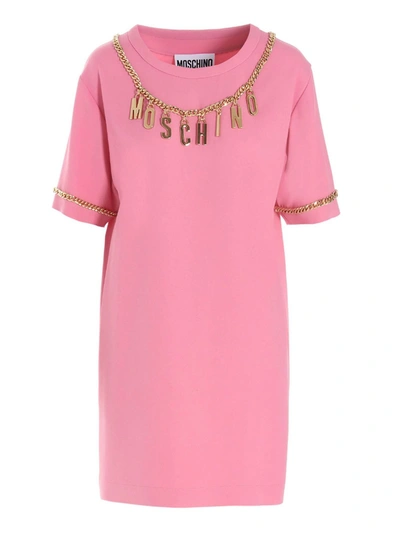 Shop Moschino Lettering Charms T-shirt Dress In Pink