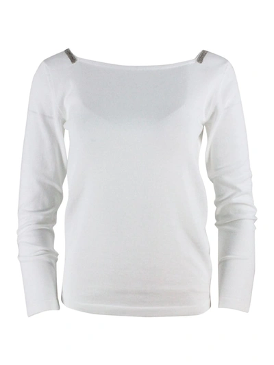 Shop Fabiana Filippi Wide Neck Pullover In White