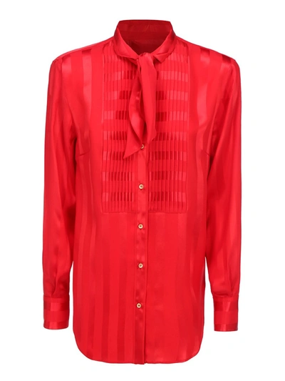 Shop Dolce & Gabbana Jacquard Striped Silk Shirt In Red