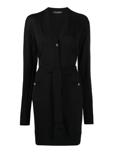 Shop Dolce & Gabbana Virgin Wool Long Cardigan In Black
