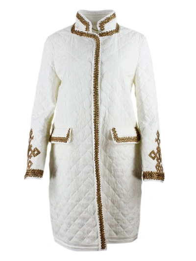Shop Ermanno Scervino Trimmings Coat In White