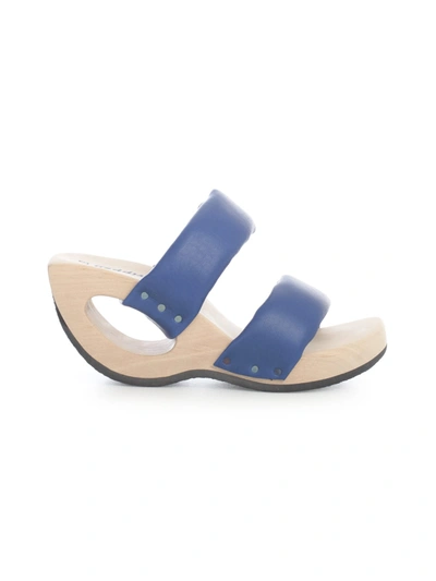 Shop Trippen Open Toe Sandal W/double Strap And Holed Heel In Kobalt