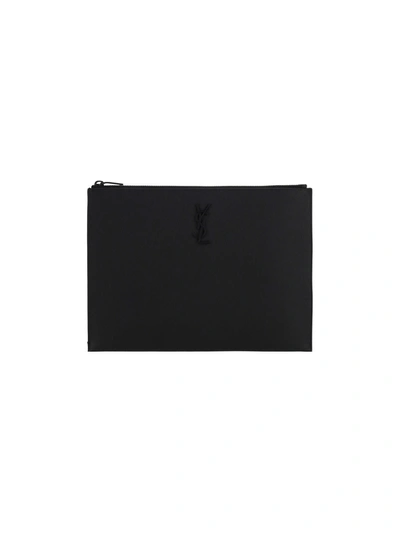 Shop Saint Laurent I-pad Holder In Black