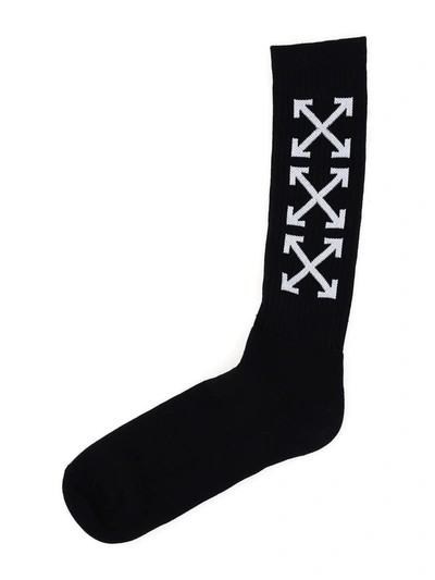 Shop Off-white Stretch Cotton Calf High Socks In Black