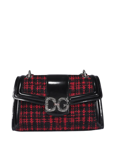 Shop Dolce & Gabbana Amore Tweed Shoulder Bag In Red