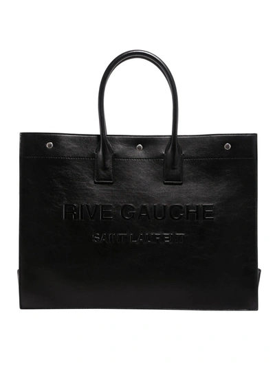 Shop Saint Laurent Rive Gauche Large Tote In Black