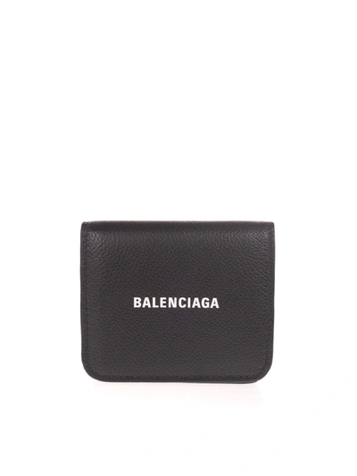 Shop Balenciaga Grainy Leather Bi-fold Wallet In Black