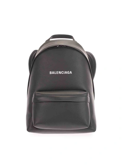 Shop Balenciaga Leather Everyday Small Ackpack In Black