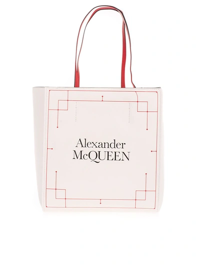 Shop Alexander Mcqueen Large Signature Tote Bag In White