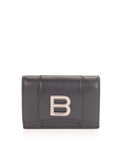 Shop Balenciaga Mini Hourglass Wallet In Black
