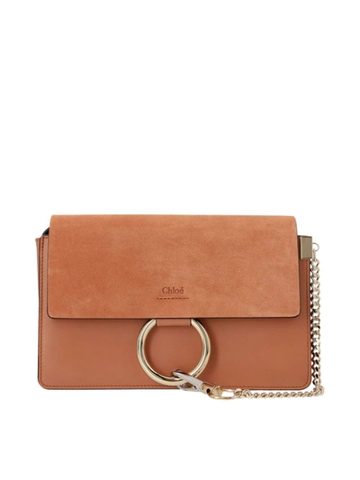 Shop Chloé Faye Small Shoulder Bag In Muted Brown In Beige