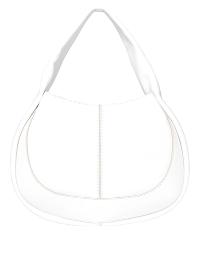 Shop Tod's Leather Medium Hobo Bag In White