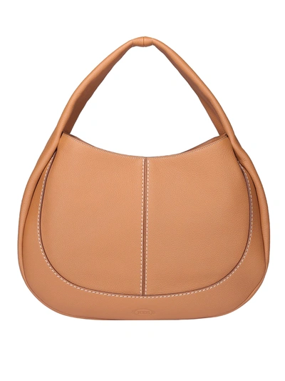 Shop Tod's Leather Large Hobo Bag In Brown