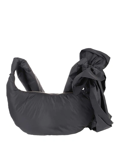 Shop Red Valentino Bow Detail Nylon Hobo Bag In Black