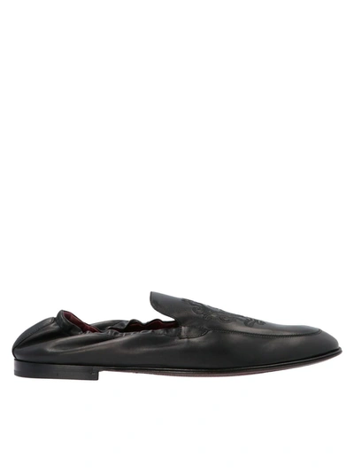 Shop Dolce & Gabbana Blazon Embroidery Loafers In Black