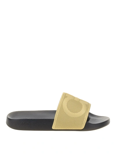 Shop Ferragamo Gancini Slider Sandals In Gold