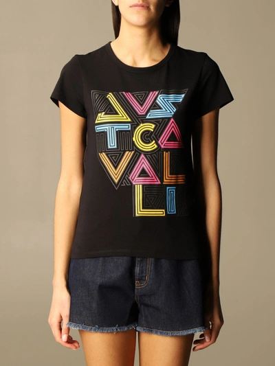 Shop Just Cavalli T-shirt With Logo Print In Denim