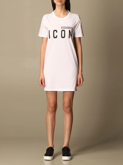Shop Dsquared2 Dress  T-shirt Dress With Icon Logo In White