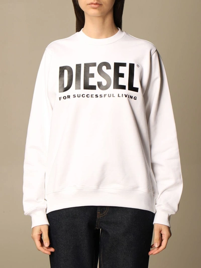 Shop Diesel Crewneck Sweatshirt With Logo In White