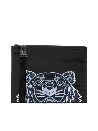 Shop Kenzo Kampus Logo-tiger Canvas Clutch In Black