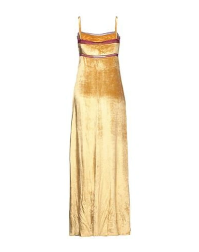 Shop Alberta Ferretti Woman Maxi Dress Ocher Size 8 Viscose, Silk In Yellow