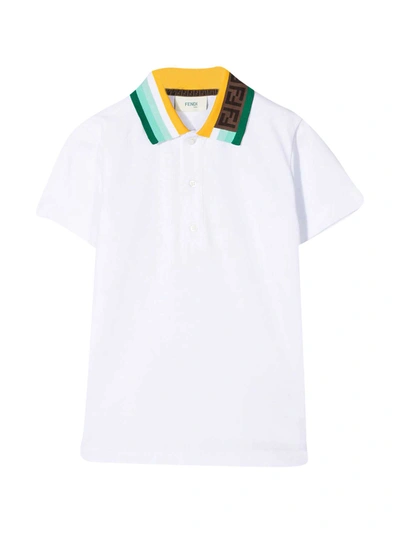 Shop Fendi White Polo Shirt In Bianco/verde