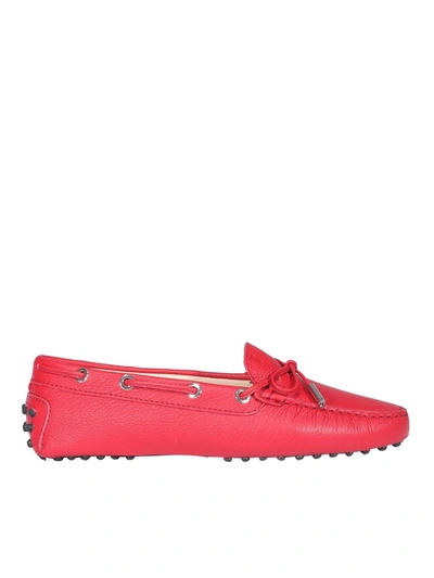 Shop Tod's Pebbled Leather Driving Shoes In Red
