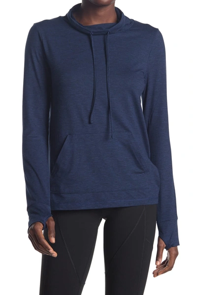 Shop X By Gottex Funnel Neck High-low Pullover In Navy Htr