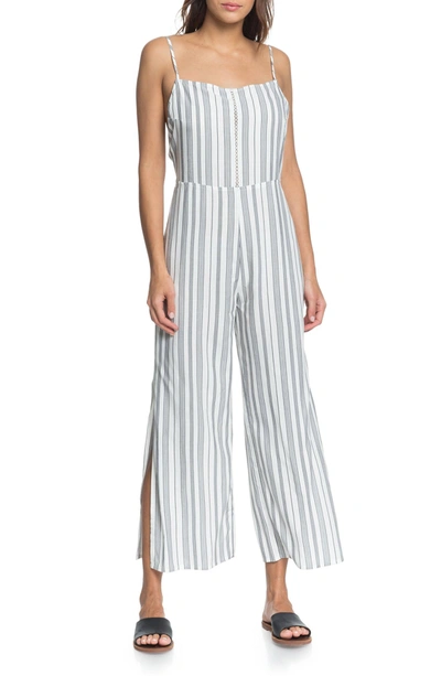 Shop Roxy Feelings Catcher Striped Jumpsuit In Kvj4-anthracite Beac